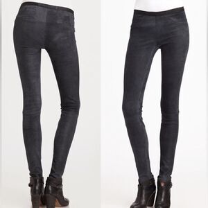 HELMUT LANG Gray‎ Patina Suede Lamb Leather Leggings - Size 4